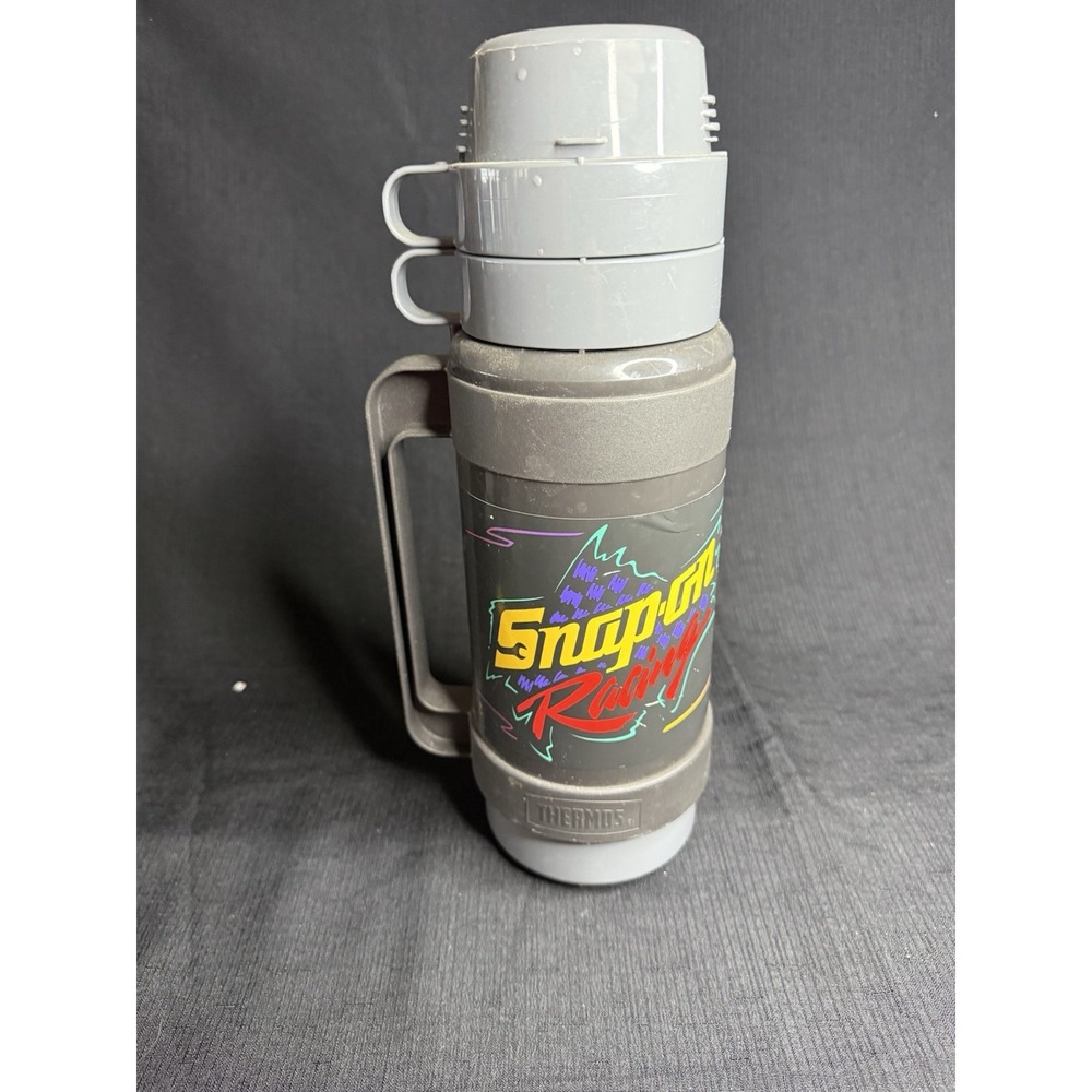 Snap-On Tools Racing Thermos 1 Liter 32-100 Gray Vintage Mechanics Collectible
